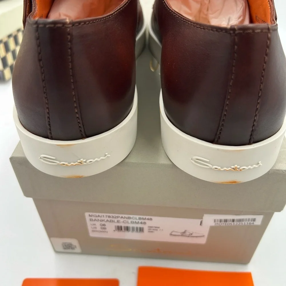 Men's Santoni bankable double Monk strap shoes size 9 US made in Italy